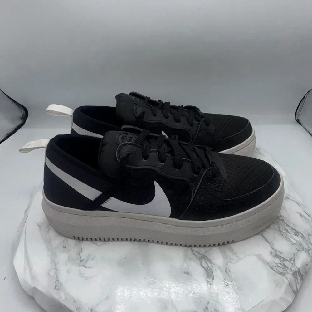 NIKE Court Vision Alta TXT Black White Platform Sneakers-9
